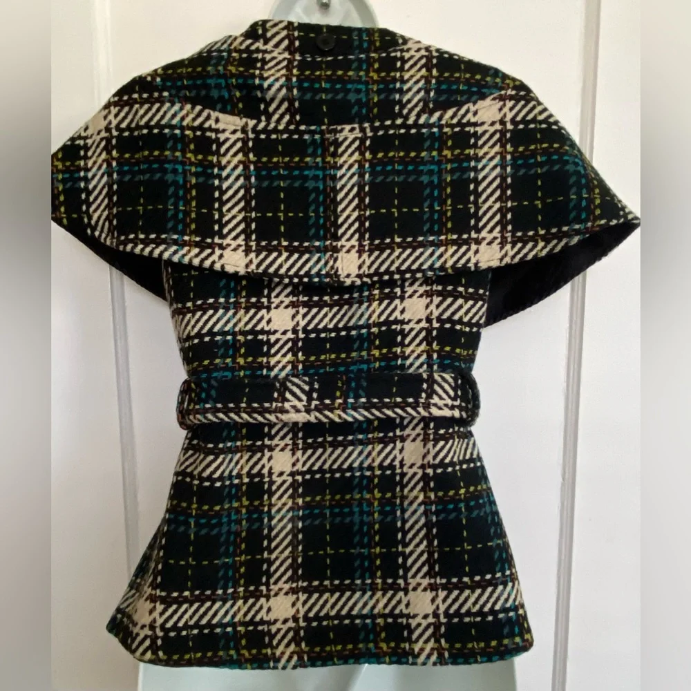 SOLD! Cejon Vest Capelet jacket layer piece houndstooth plaid new with tags Sz S - Picture 6 of 12